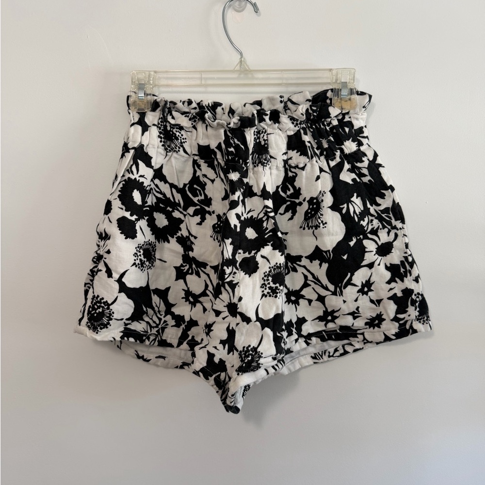 Faithfull the Brand Black and White Floral High Waist Shorts